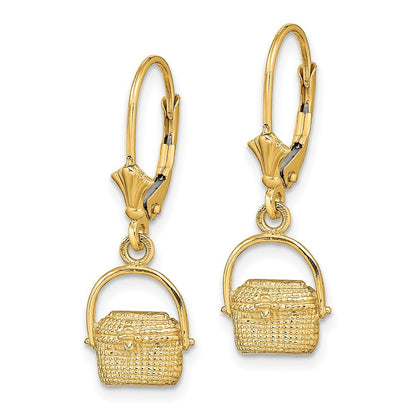14k Yellow Gold Nantucket Basket Drop Dangle Earrings