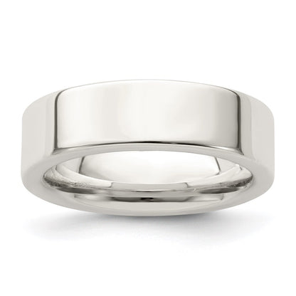 Sterling Silver 6mm Comfort Fit Flat Size 11.5 Band Ring