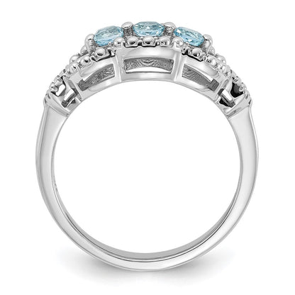 Sterling Silver Rhodium-plated Light Swiss Blue Topaz Ring Size 7