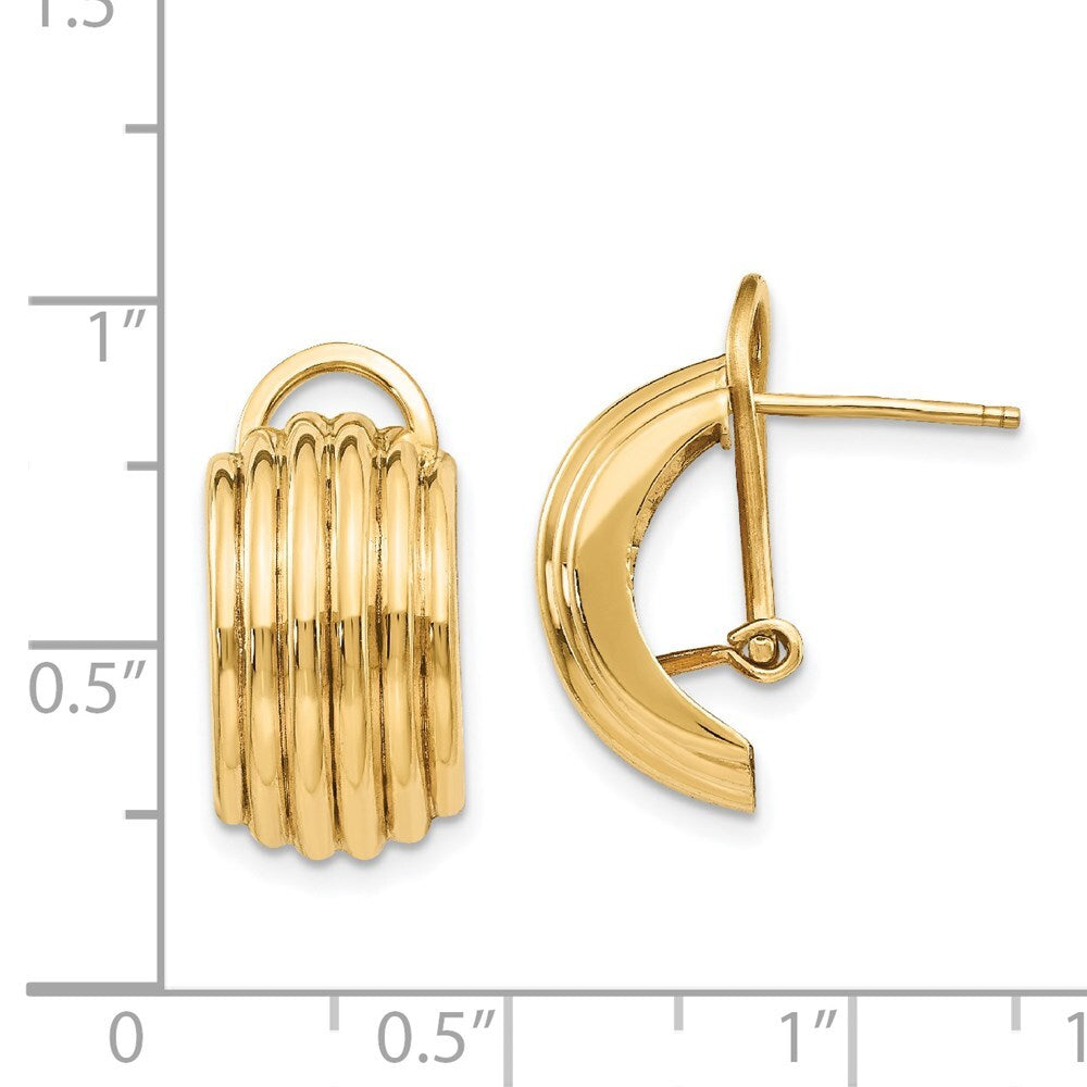 14k Yellow Gold Polished Fancy Omega Back Stud Earrings