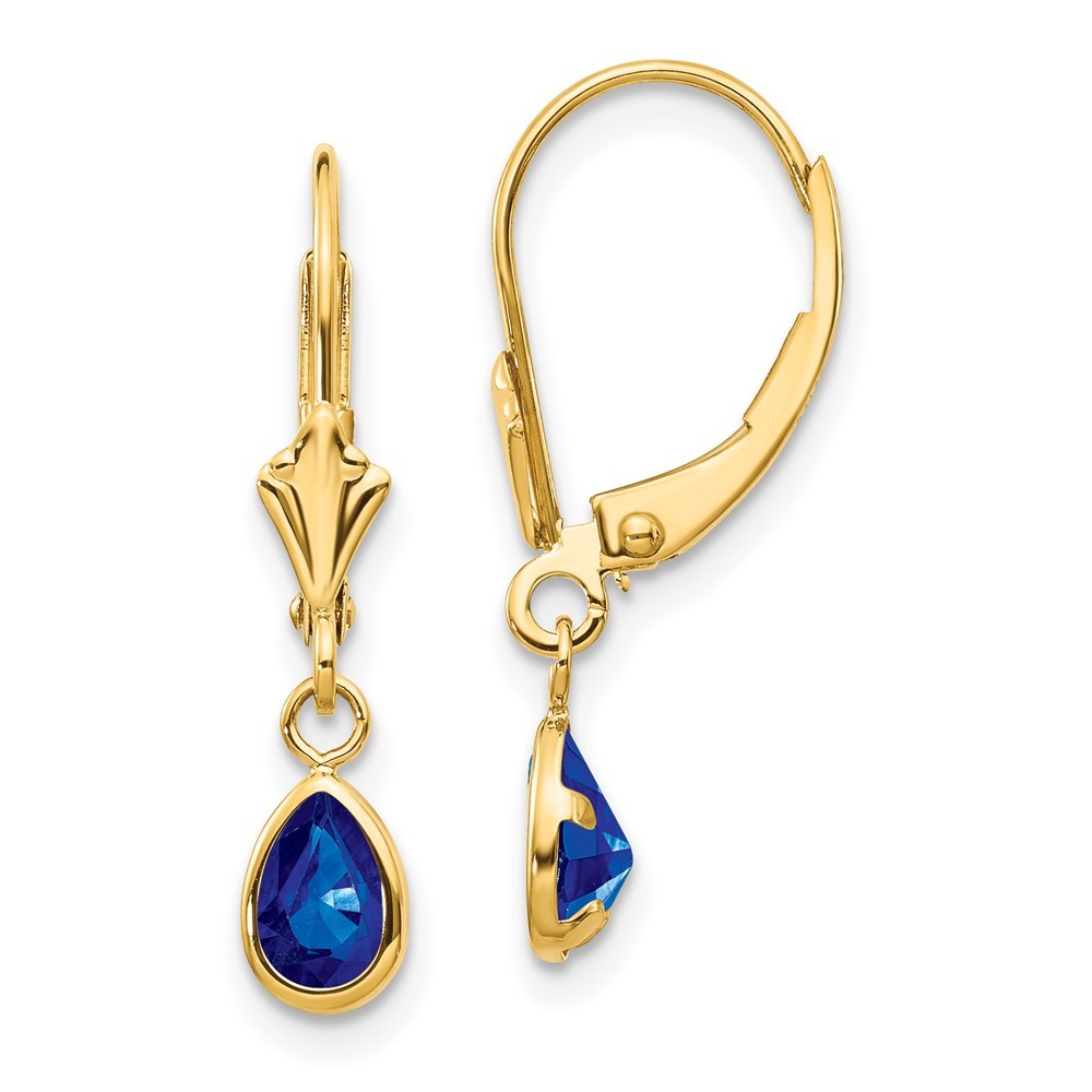 14k Yellow Gold 6x4mm September/Sapphire Earrings