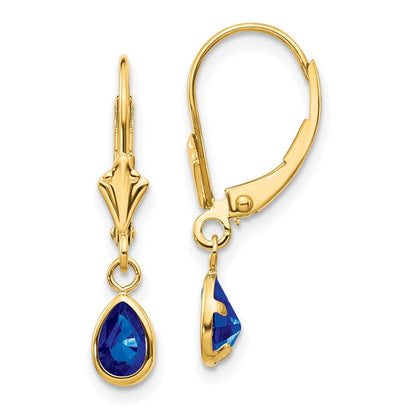 14k Yellow Gold 6x4mm September/Sapphire Earrings