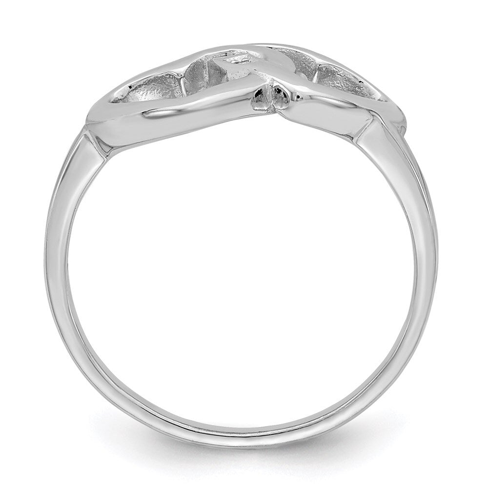 Sterling Silver Rhodium-plated Diamond accent Intertwined Heart Ring Size 7