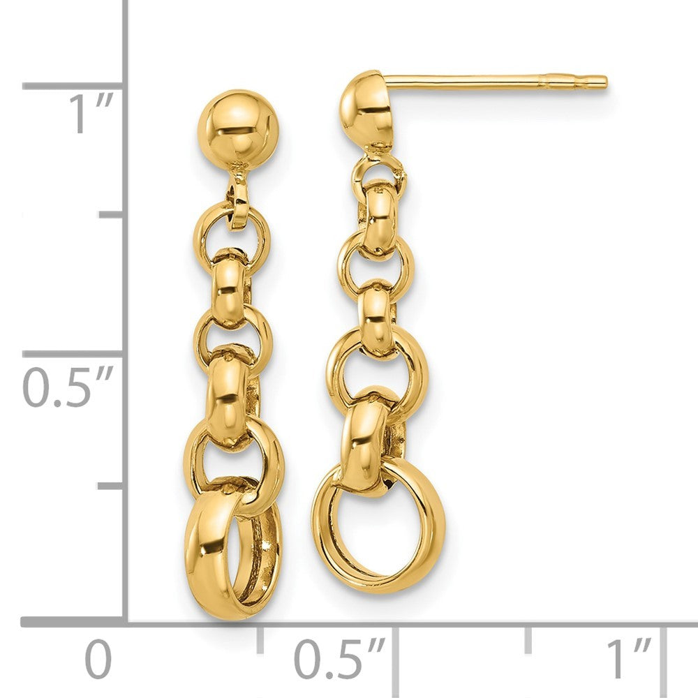 14k Yellow Gold Polished Circle Link Earrings