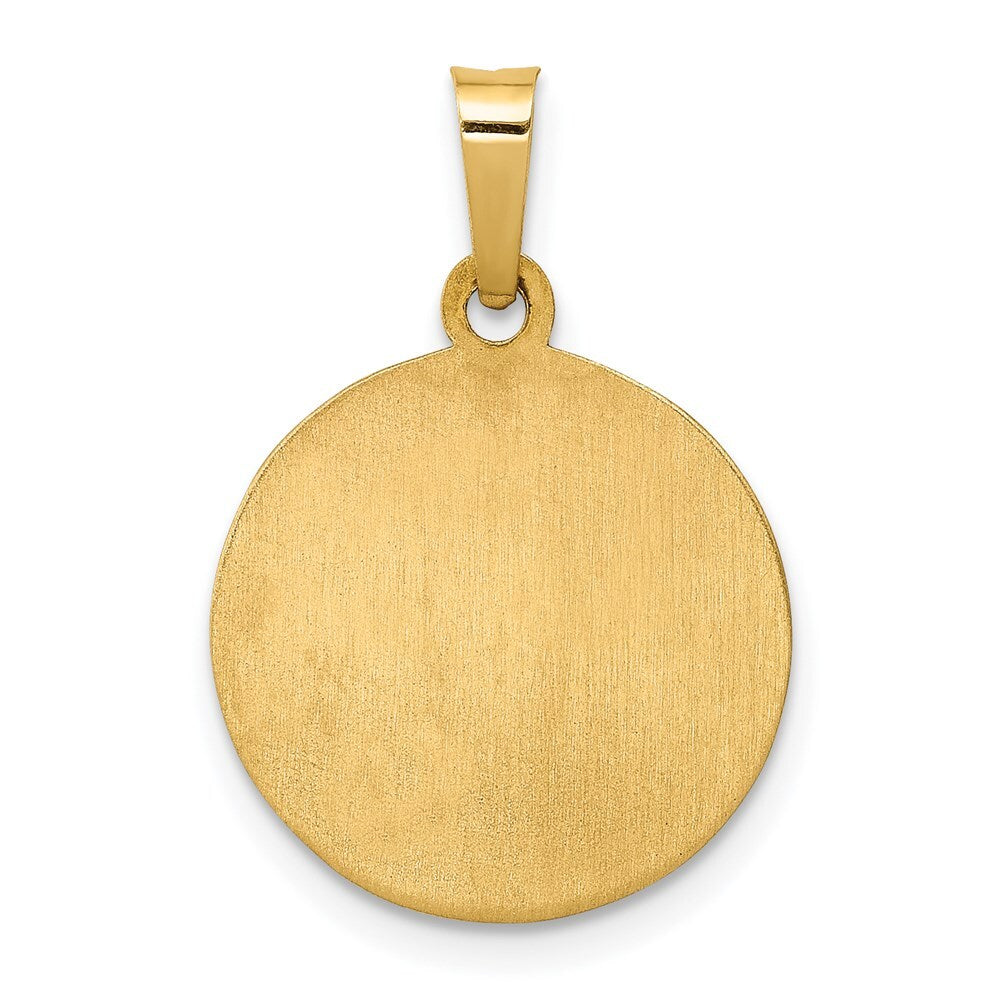 14k Yellow Gold Polished and Satin St. Anthony Medal Hollow Pendant for Women