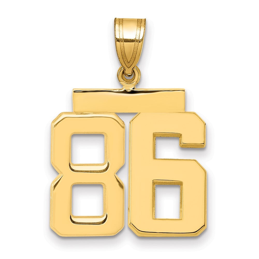 14k Yellow Gold Medium Polished Number 86 Charm Pendant for Women