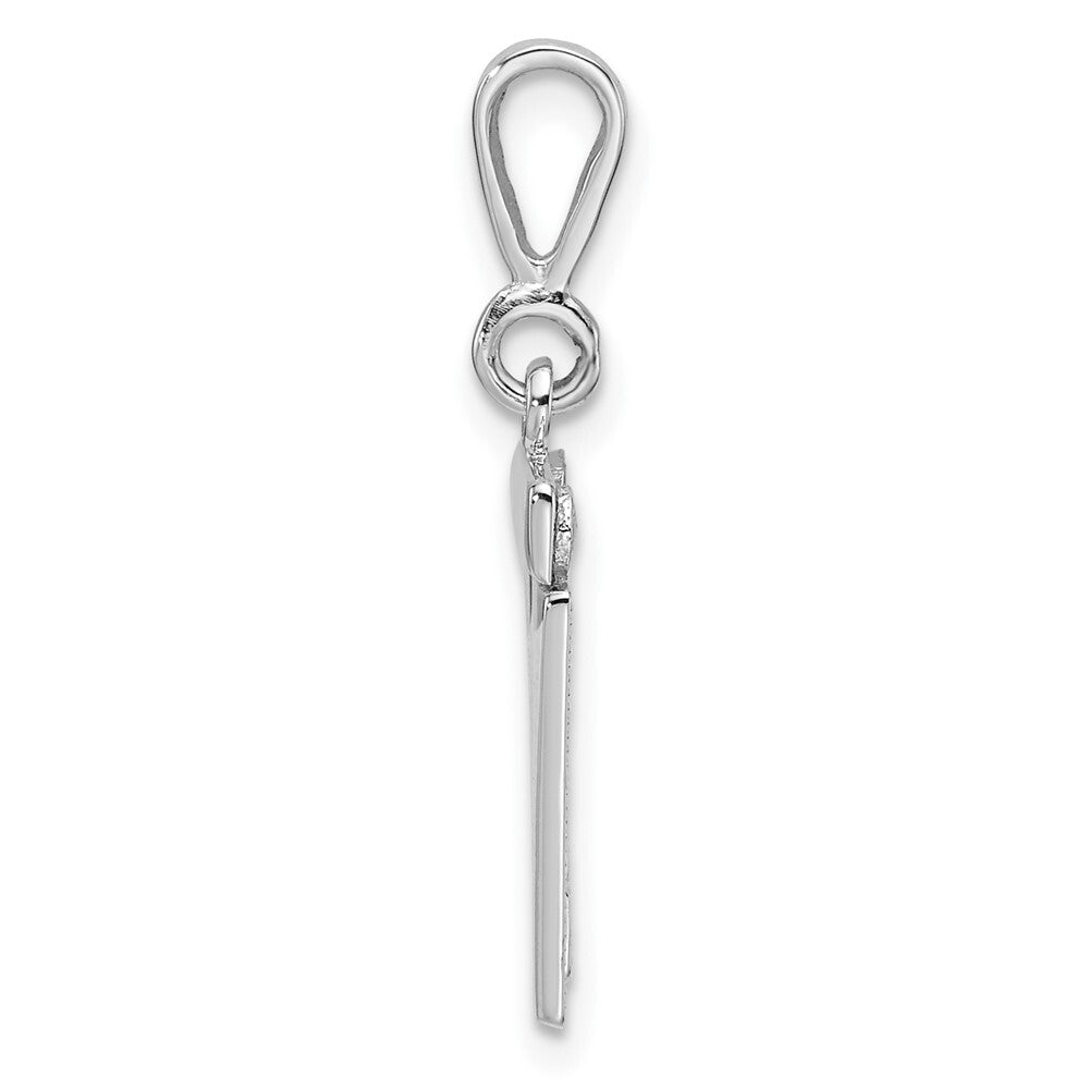 14k White Gold Small Polished Number 11 Charm Pendant for Women