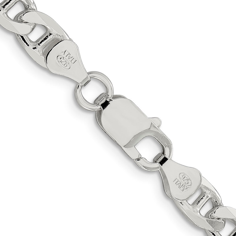 Sterling Silver 6.5mm Diamond-Cut Flat Anchor Curb Chain Necklace
