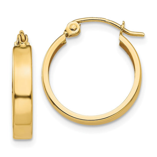 14k Yellow Gold Polished 3mm Hoop Earrings Gift for Women