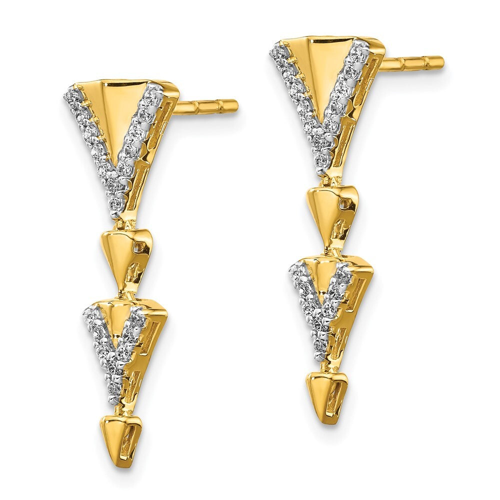 14k Yellow Gold Diamond Fancy Dangle Earrings