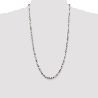 Sterling Silver Rhodium-plated 4.3mm Solid Rope Chain