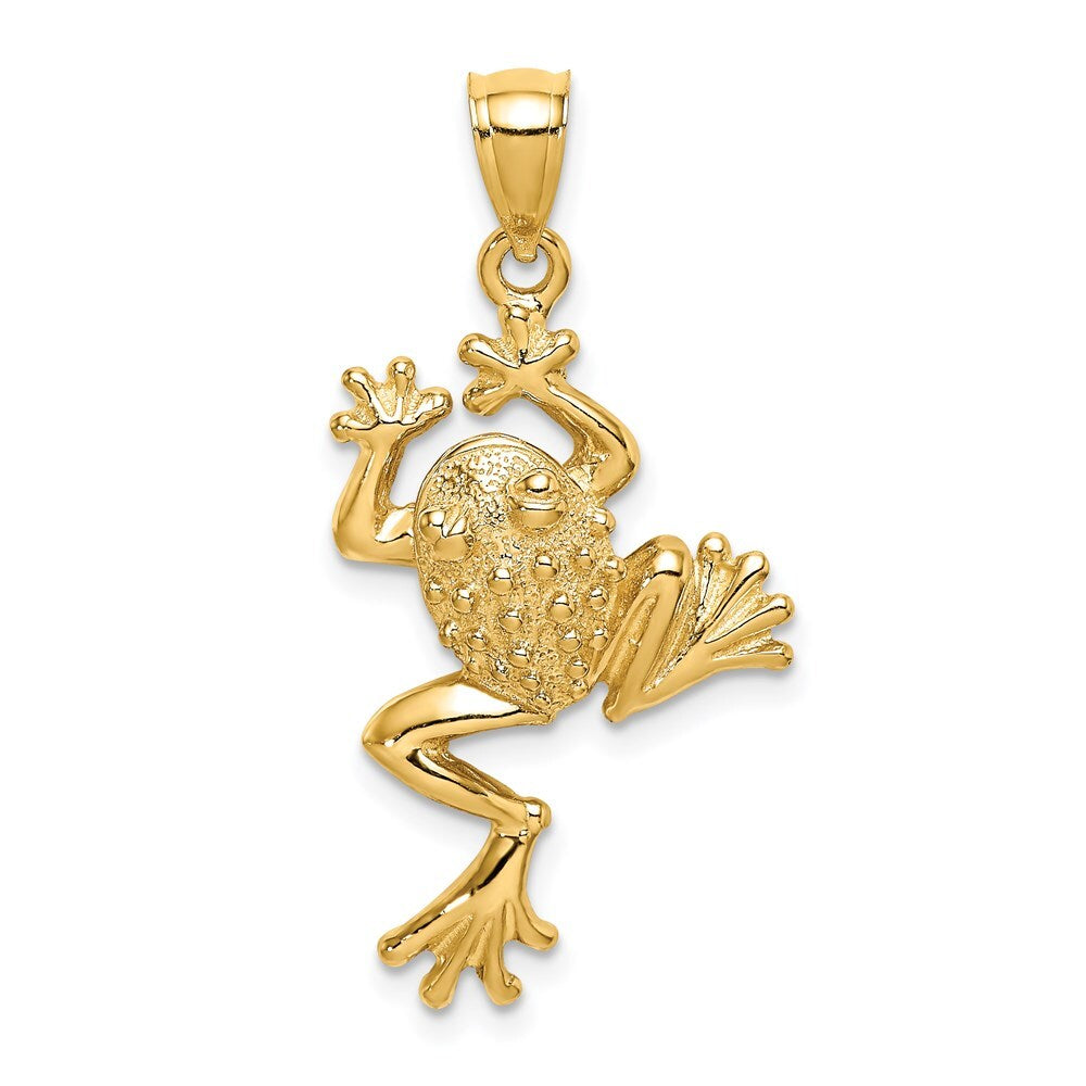 14k Yellow Gold Frog Textured Back Charm