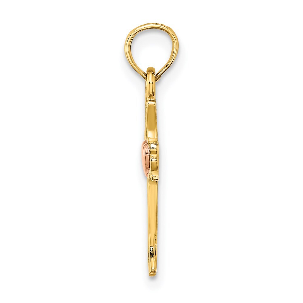 14k Two-tone Gold  Heart In Cross Charm Pendant for Women