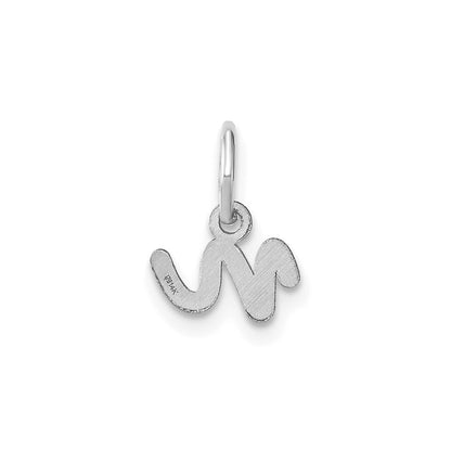 14k White Gold Lower case Letter N Initial Charm Pendant for Women