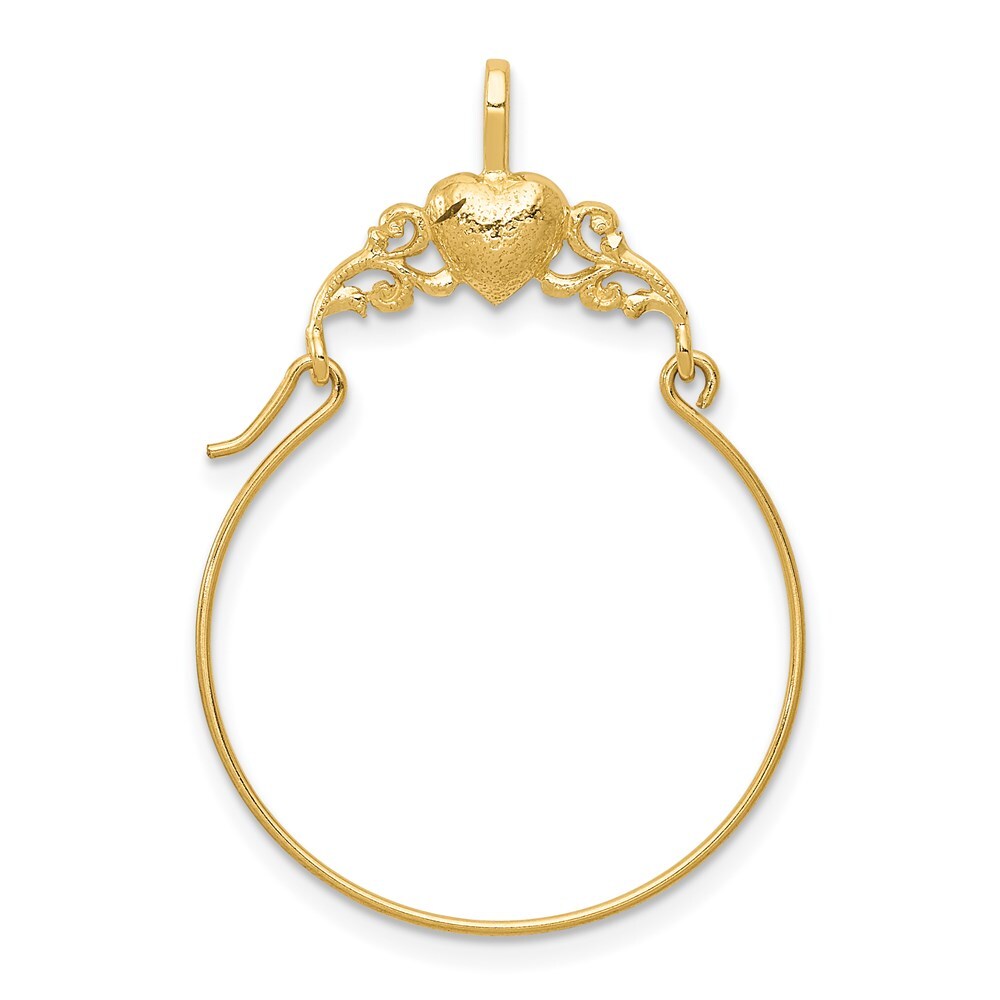 14k Yellow Gold Polished Heart Charm Holder