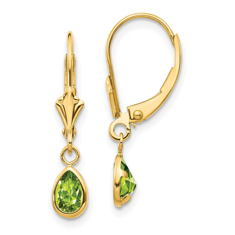 14k Yellow Gold 6x4mm August/Peridot Stud Earrings Gift for Women