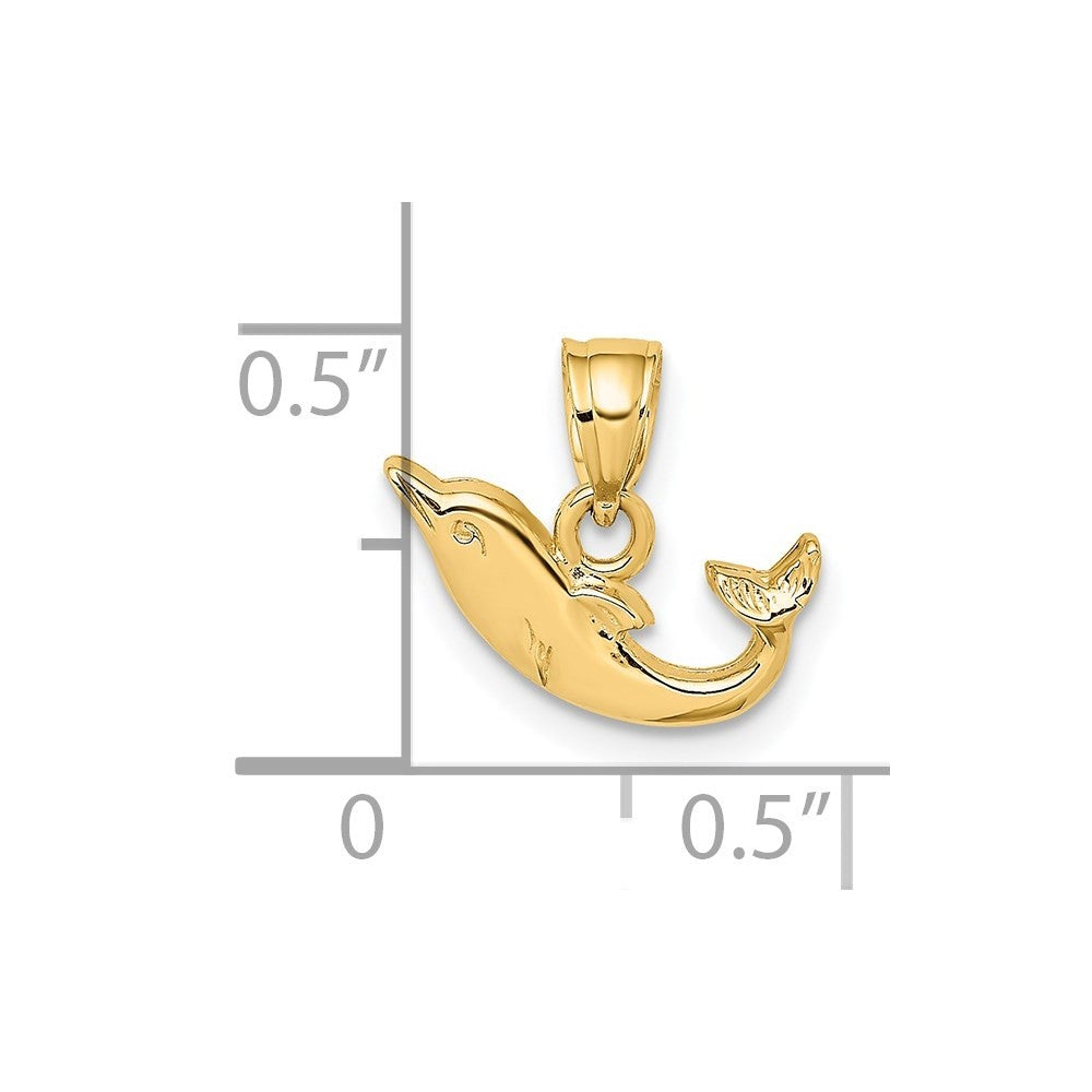 14k Yellow Gold Polished Mini Dolphin Charm