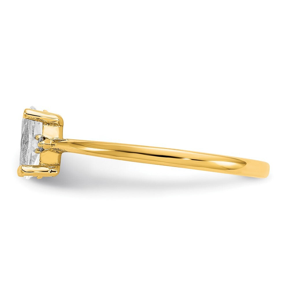 14K Yellow Gold Diamond & White Topaz Birthstone Ring
