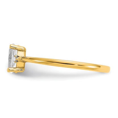14K Yellow Gold Diamond & White Topaz Birthstone Ring