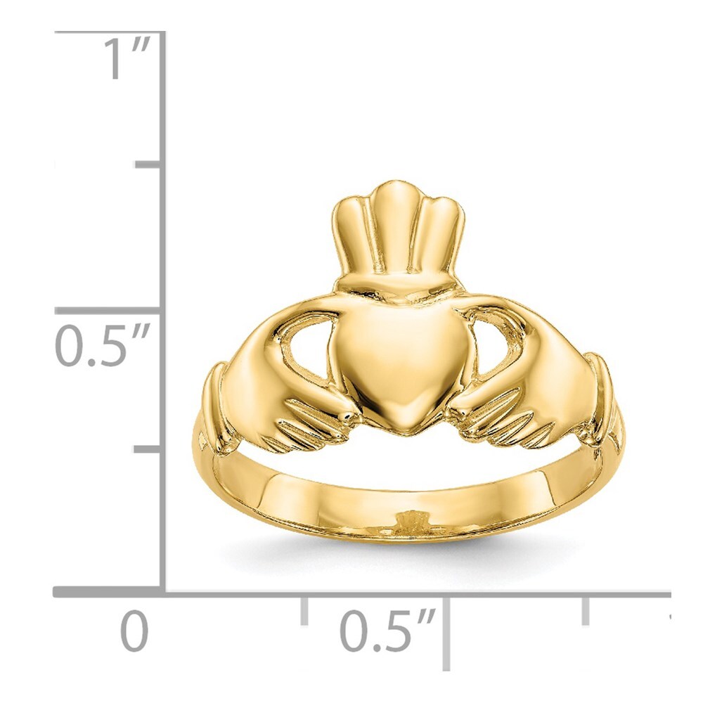 14K Yellow Gold Polished Claddagh Ring