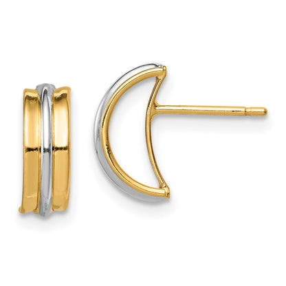 14k Yellow Gold Rhodium Stud Earrings Gift for Women