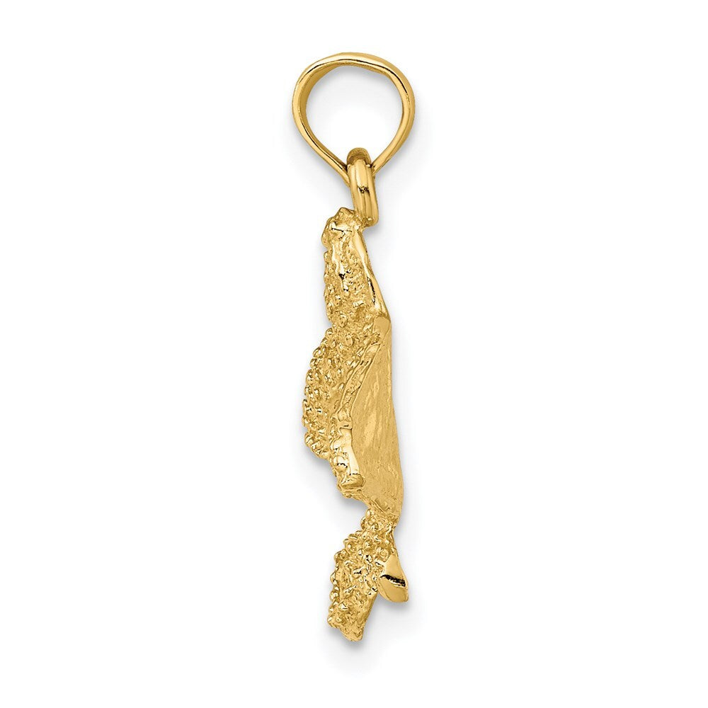 14k Yellow Gold Textured Spotted Eagle Ray Charm Pendant for Women