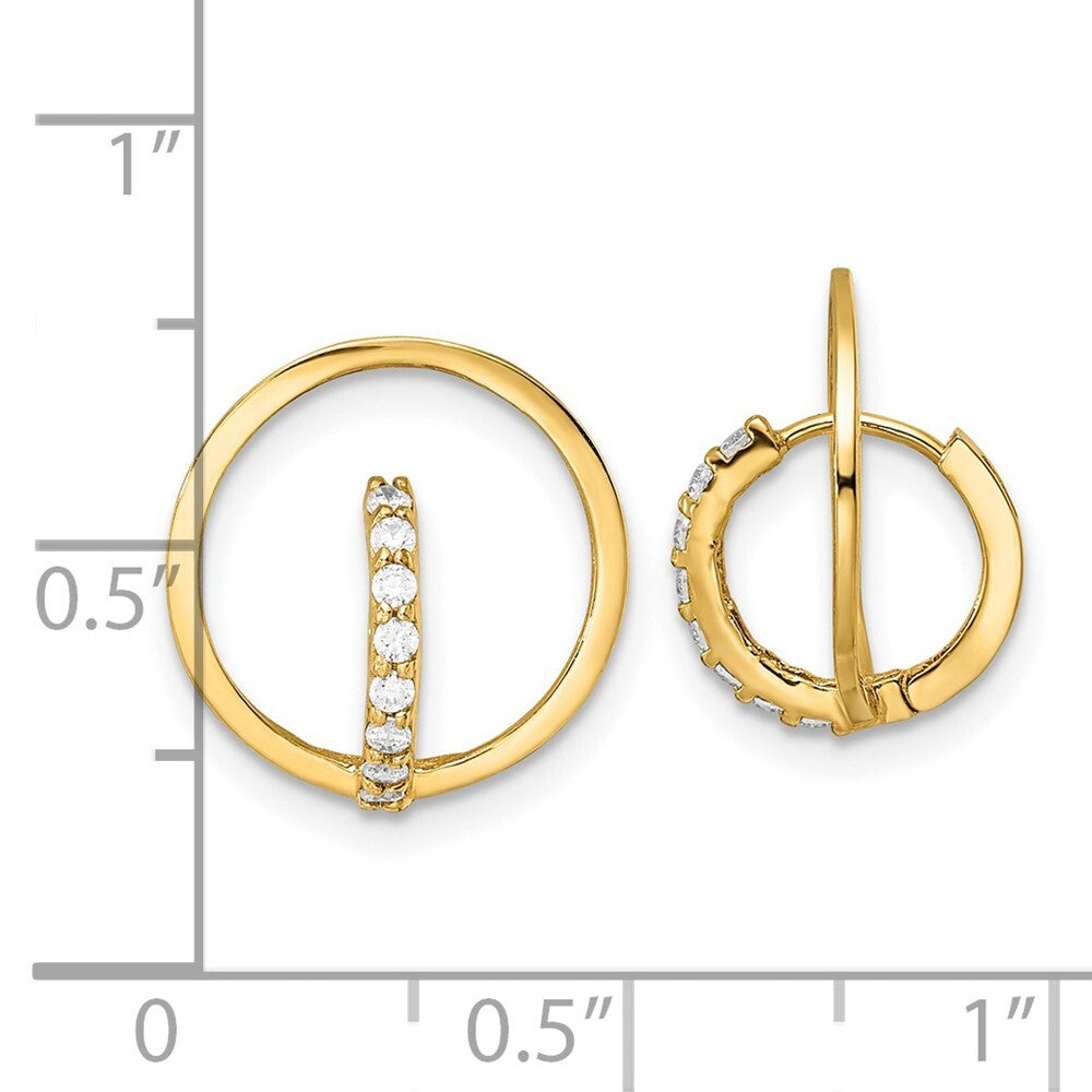 14k Yellow Gold Yellow Gold Polished Cubic Zirconia Circle Huggie Hoop Earrings