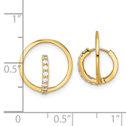 14k Yellow Gold Yellow Gold Polished Cubic Zirconia Circle Huggie Hoop Earrings