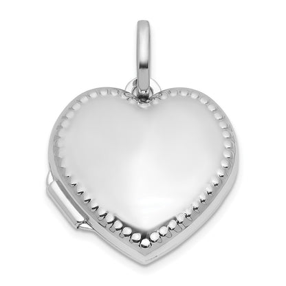 Sterling Silver Rhodium-plated Polished with Border 18mm Heart Locket