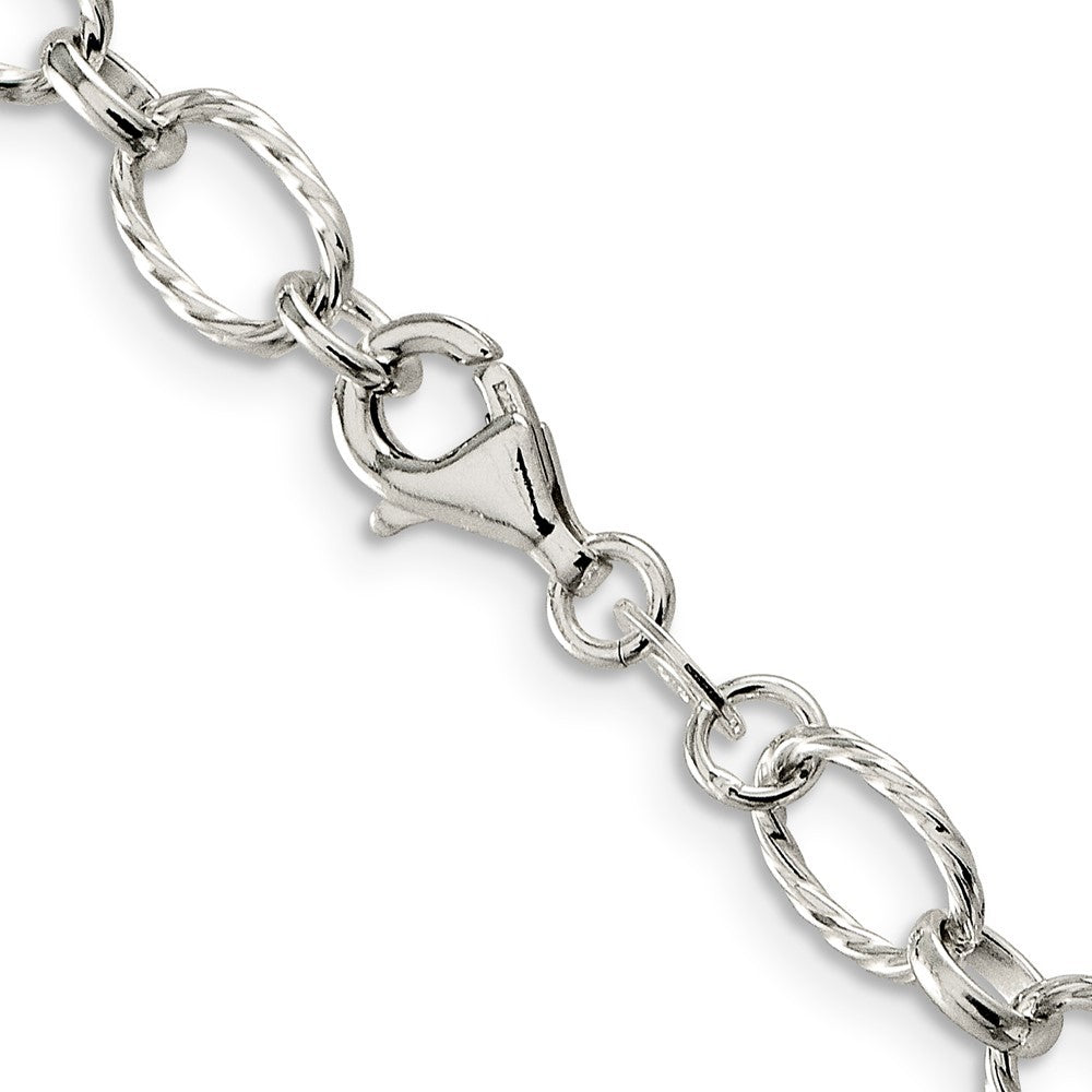 Sterling Silver 6.1mm Fancy Patterned Rolo Chain Necklace