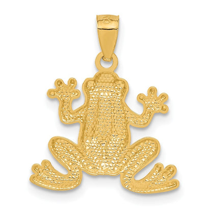 14k Yellow Gold Polished Frog Pendant for Women