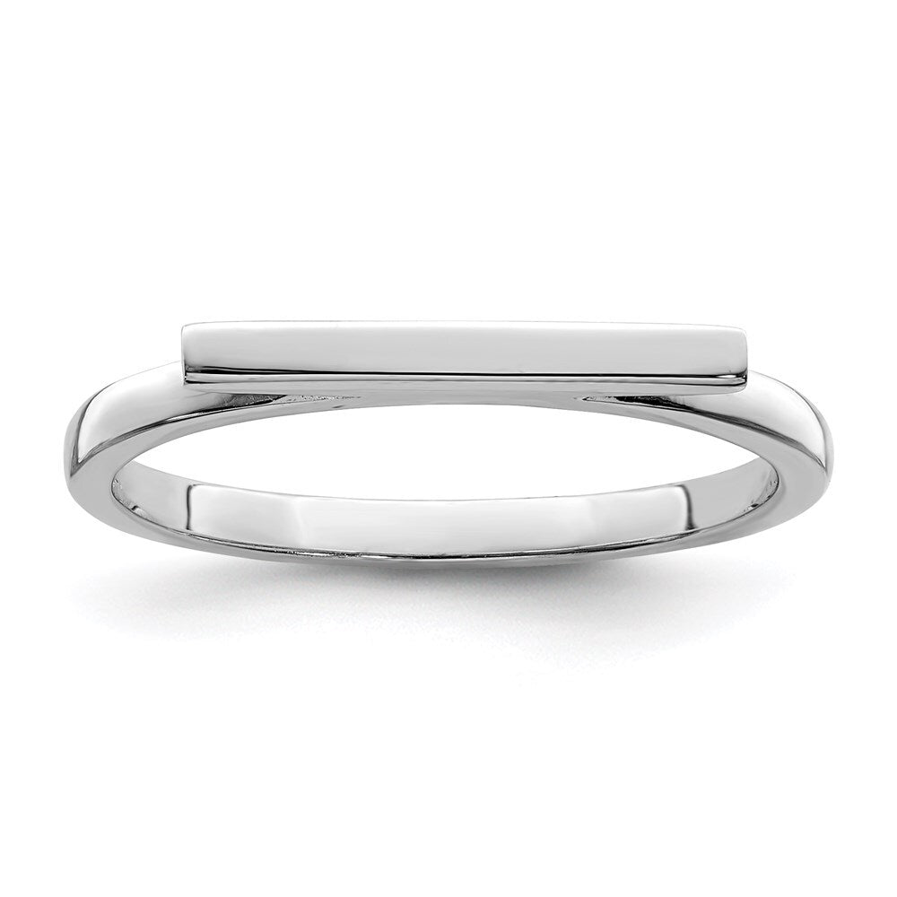 Sterling Silver Rhodium-plated Polished Bar Ring Size 6