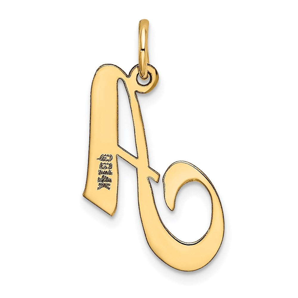 14k Yellow Gold Medium Fancy Script Letter A Initial Charm