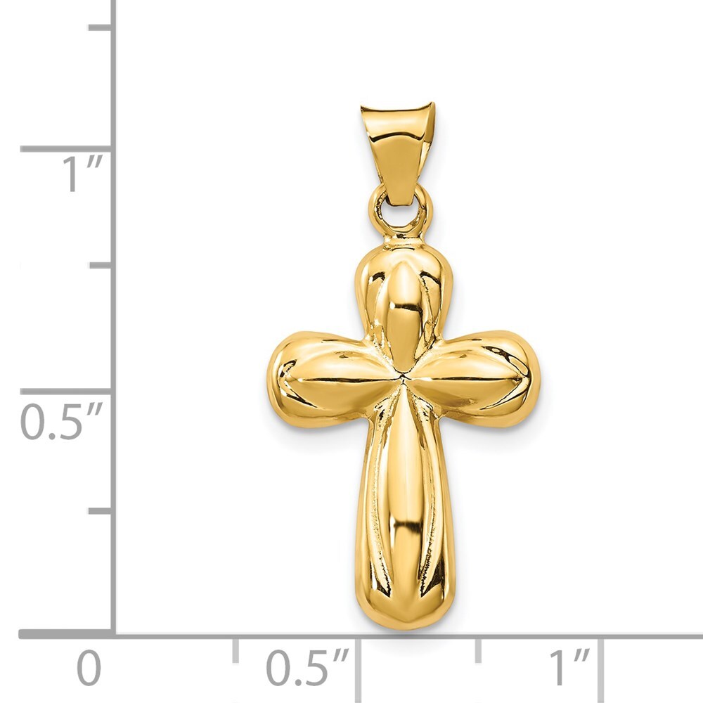14k Yellow Gold Polished Stamping Cross Pendant