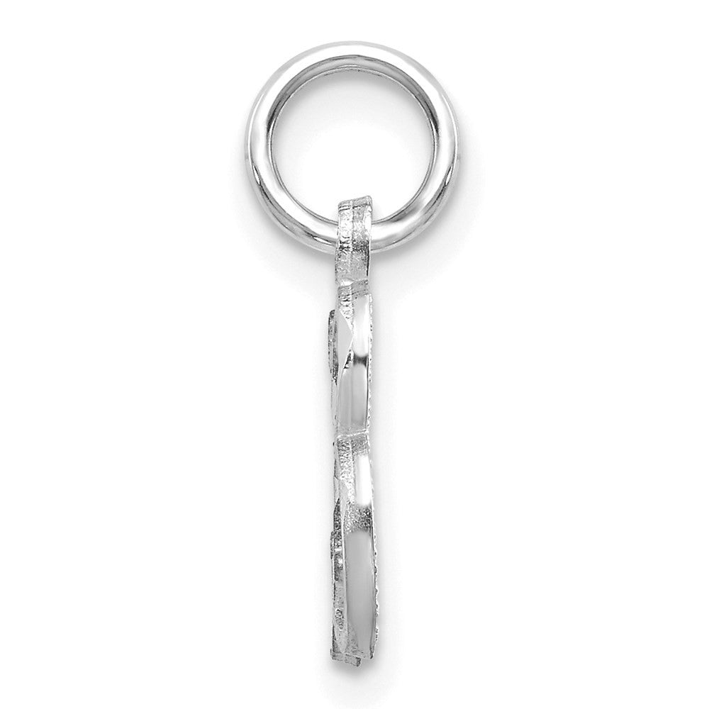 14K White Diamond-cut Letter B Initial Charm