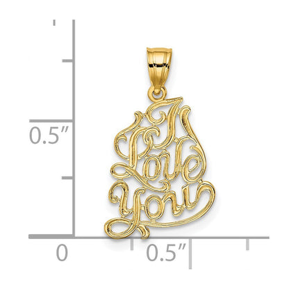 14k Yellow Gold I LOVE YOU Script Charm Pendant for Women