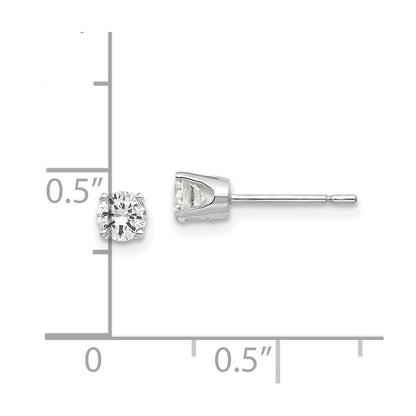 14k White Gold 3.75mm Cubic Zirconia Stud Earrings Gift for Women