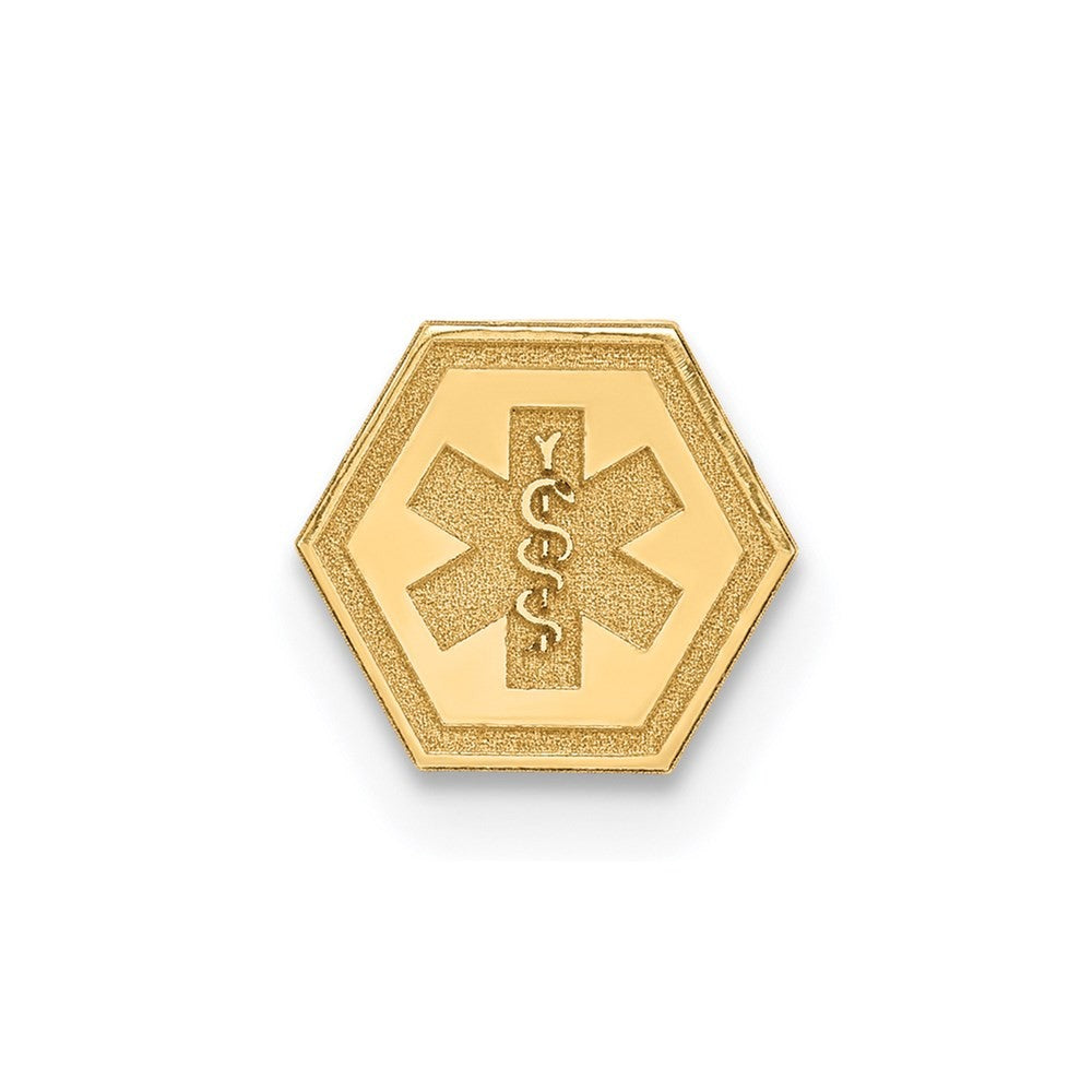 14k Yellow Gold 6mm Hexagon Non-enameled Attachable Medical Jewelry Emblem