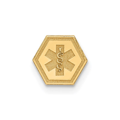 14k Yellow Gold 6mm Hexagon Non-enameled Attachable Medical Jewelry Emblem