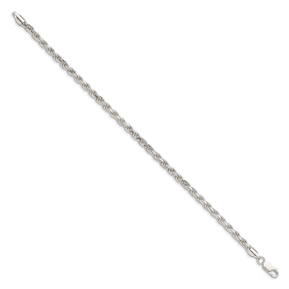 Sterling Silver 3.75mm Diamond-cut Rope Chain Bracelet