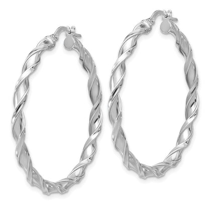 Sterling Silver Rhodium-plated Polished Twisted Hoop Earrings