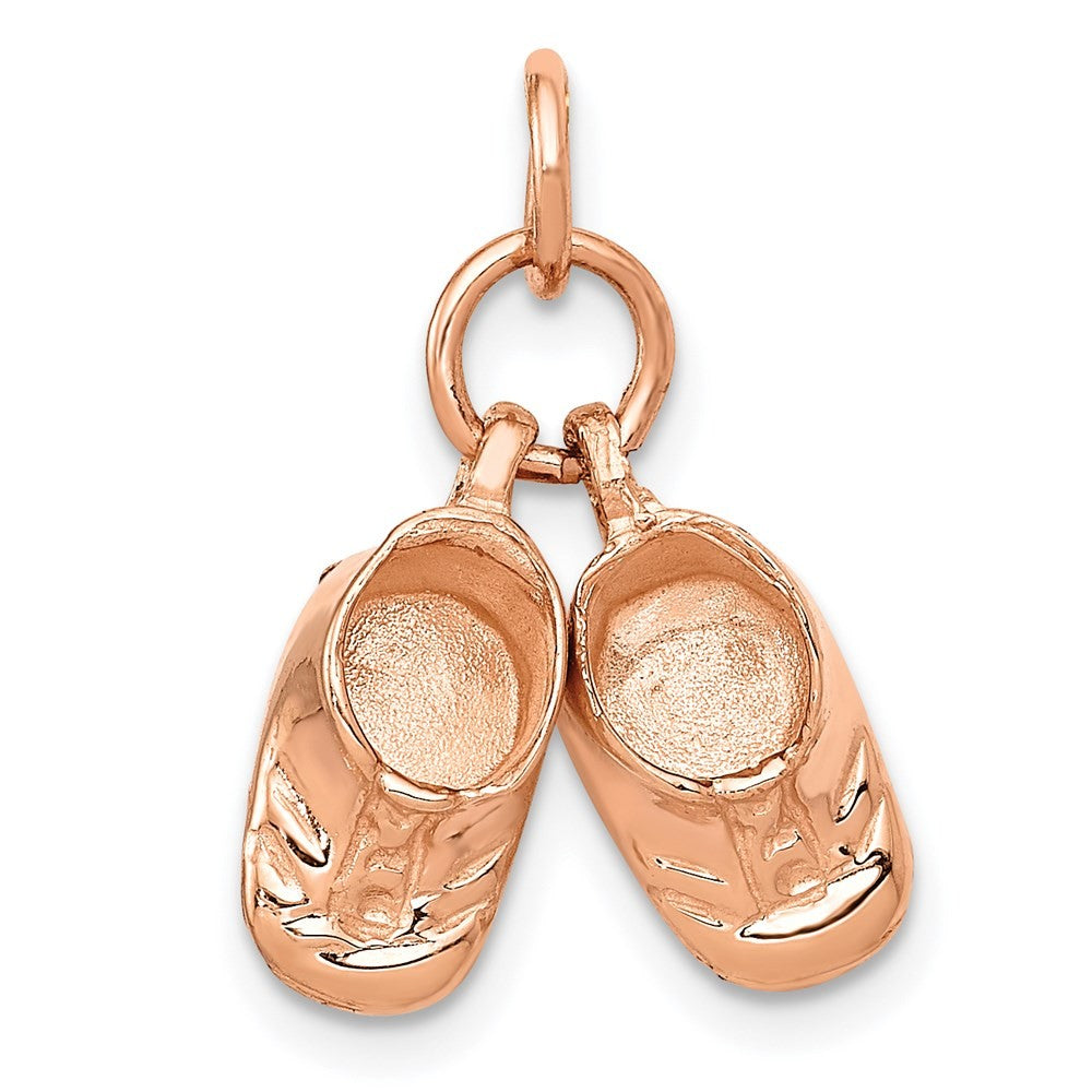 14k 3D Moveable Rose Gold Baby Shoes Charm Pendant