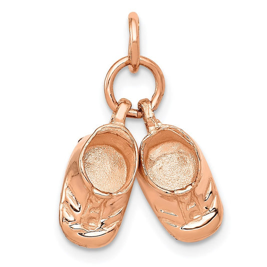 14k 3D Moveable Rose Gold Baby Shoes Charm Pendant