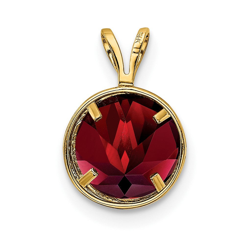 14k Yellow Gold 8mm Round Garnet Bezel Pendant