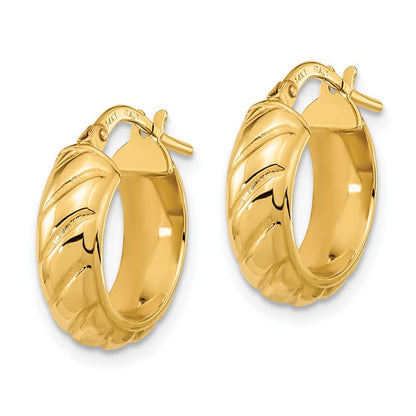 14k Yellow Gold Polished Fancy Hoops