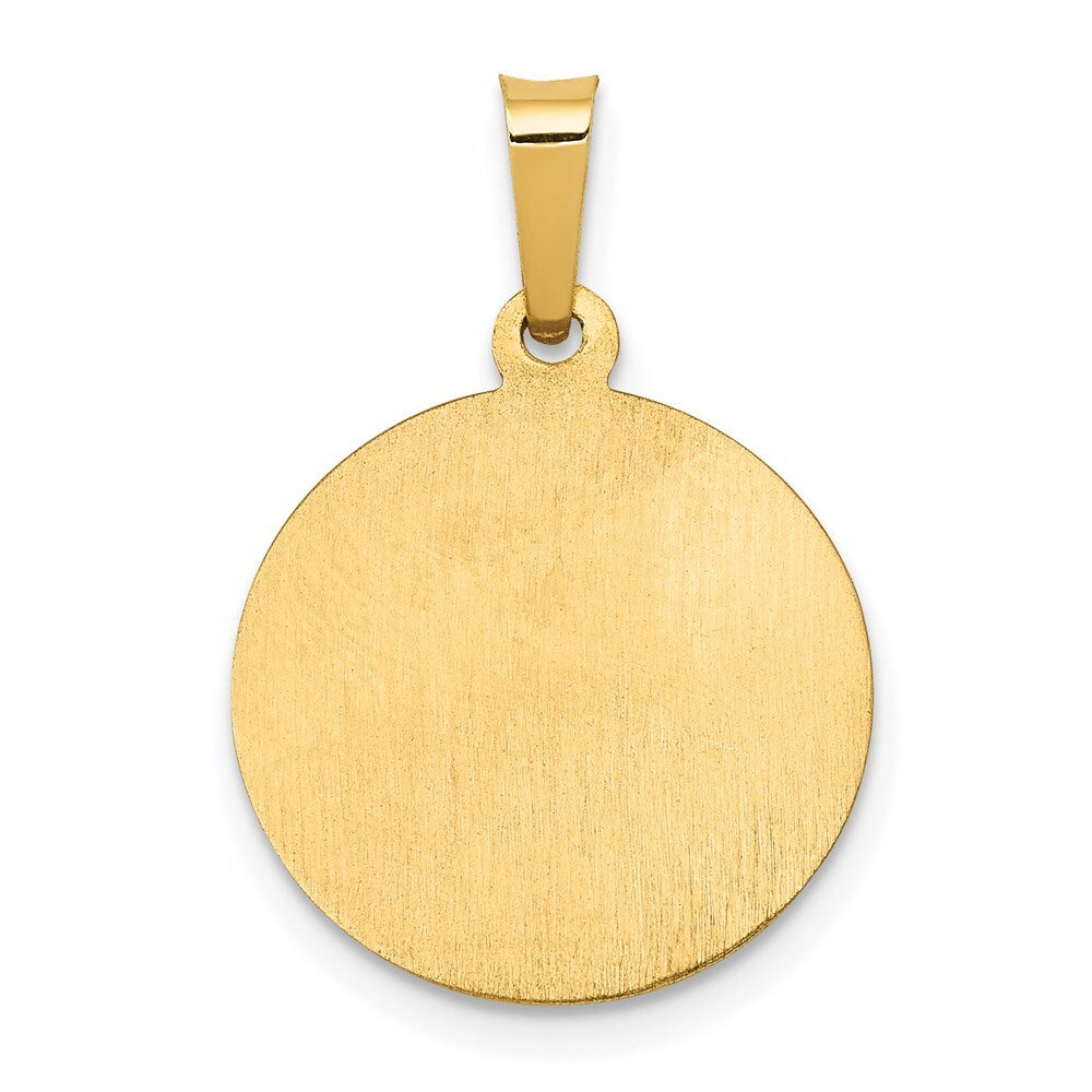 14k Yellow Gold Polished and Satin St George Medal Hollow Pendant for Women