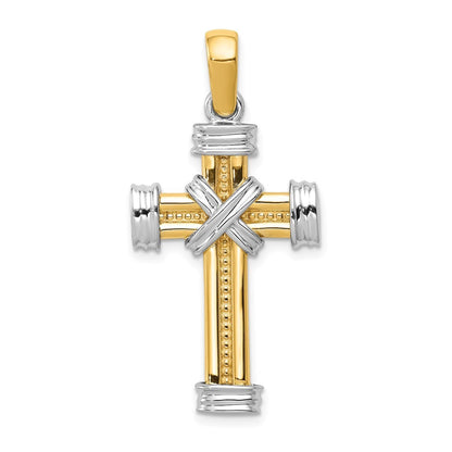 14k Two-Tone Gold Latin Cross Pendant