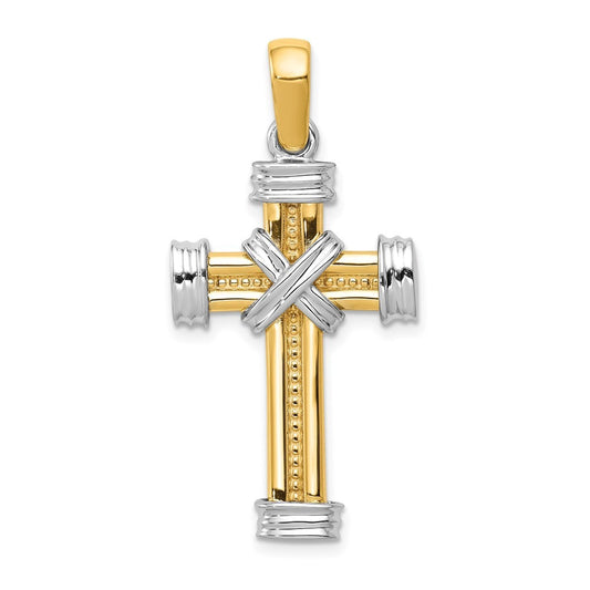 14k Two-Tone Gold Latin Cross Pendant