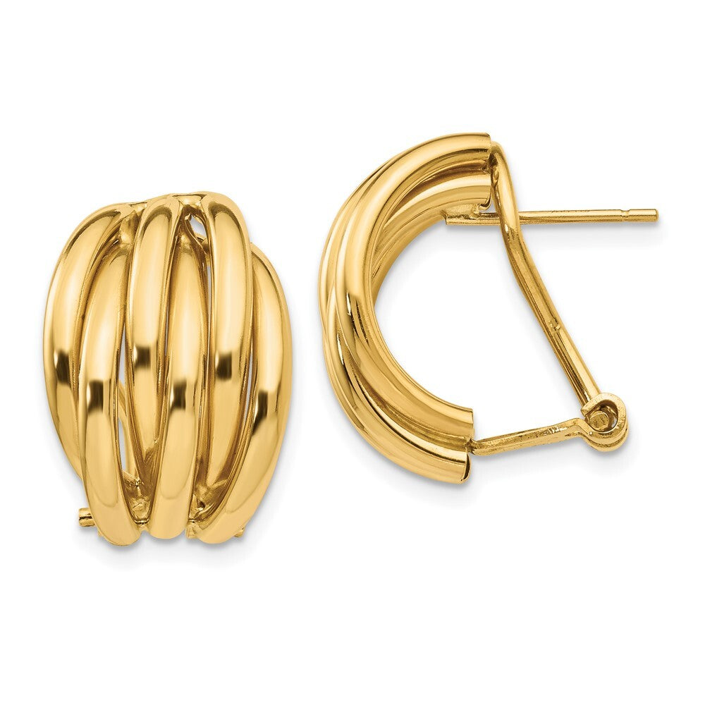 14k Yellow Gold Polished Fancy Omega Back Stud Earrings