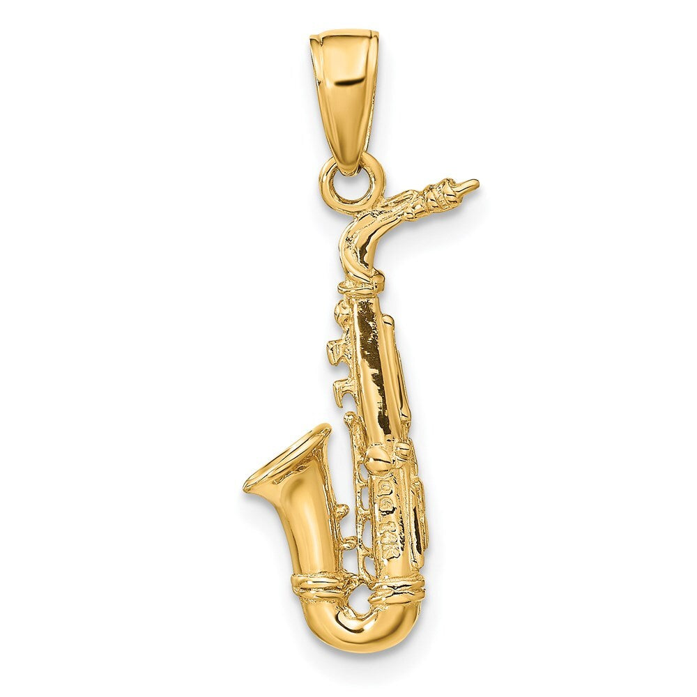 14k Yellow Gold 3-D Saxophone Pendant for Women